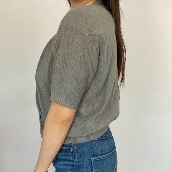 Grey Short-Sleeve Cardigan - Picture 3 of 4